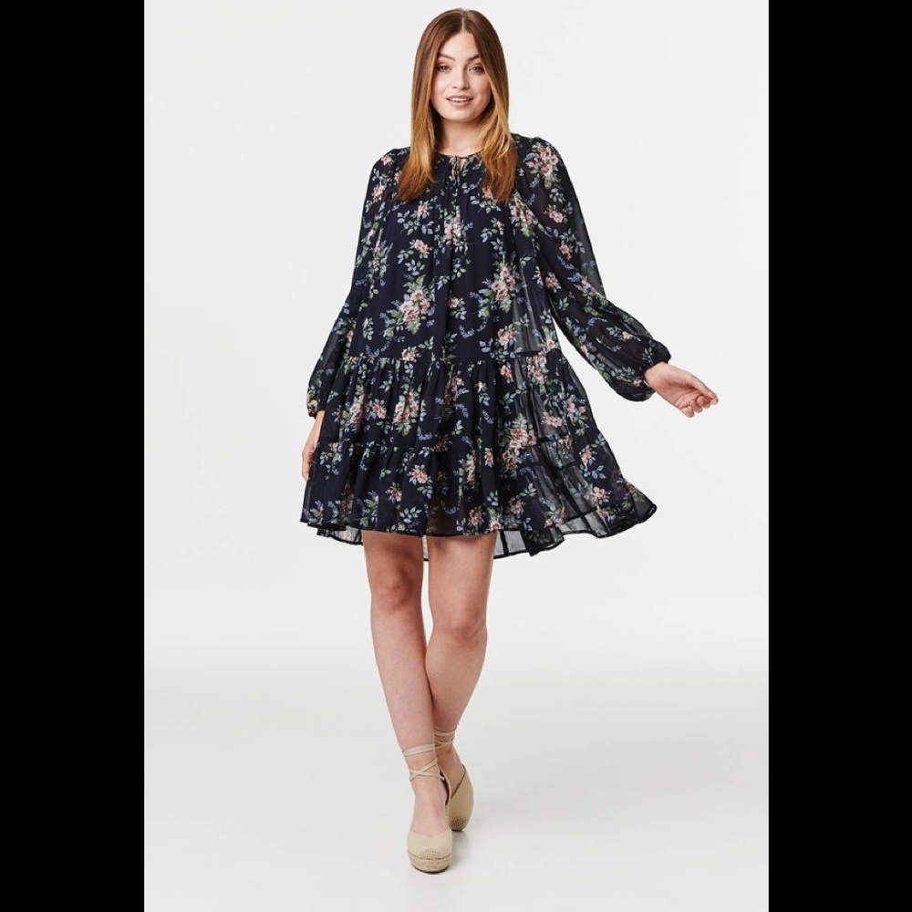 H&M Divided Floral Black Dress